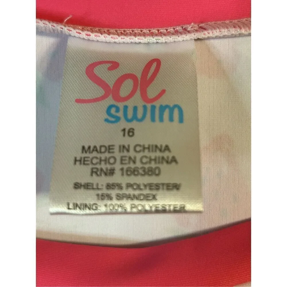 Girls Sol Swim UPF 50 2 Piece Long Sleeve Swimsuit Size 16 nwt (0256) Read